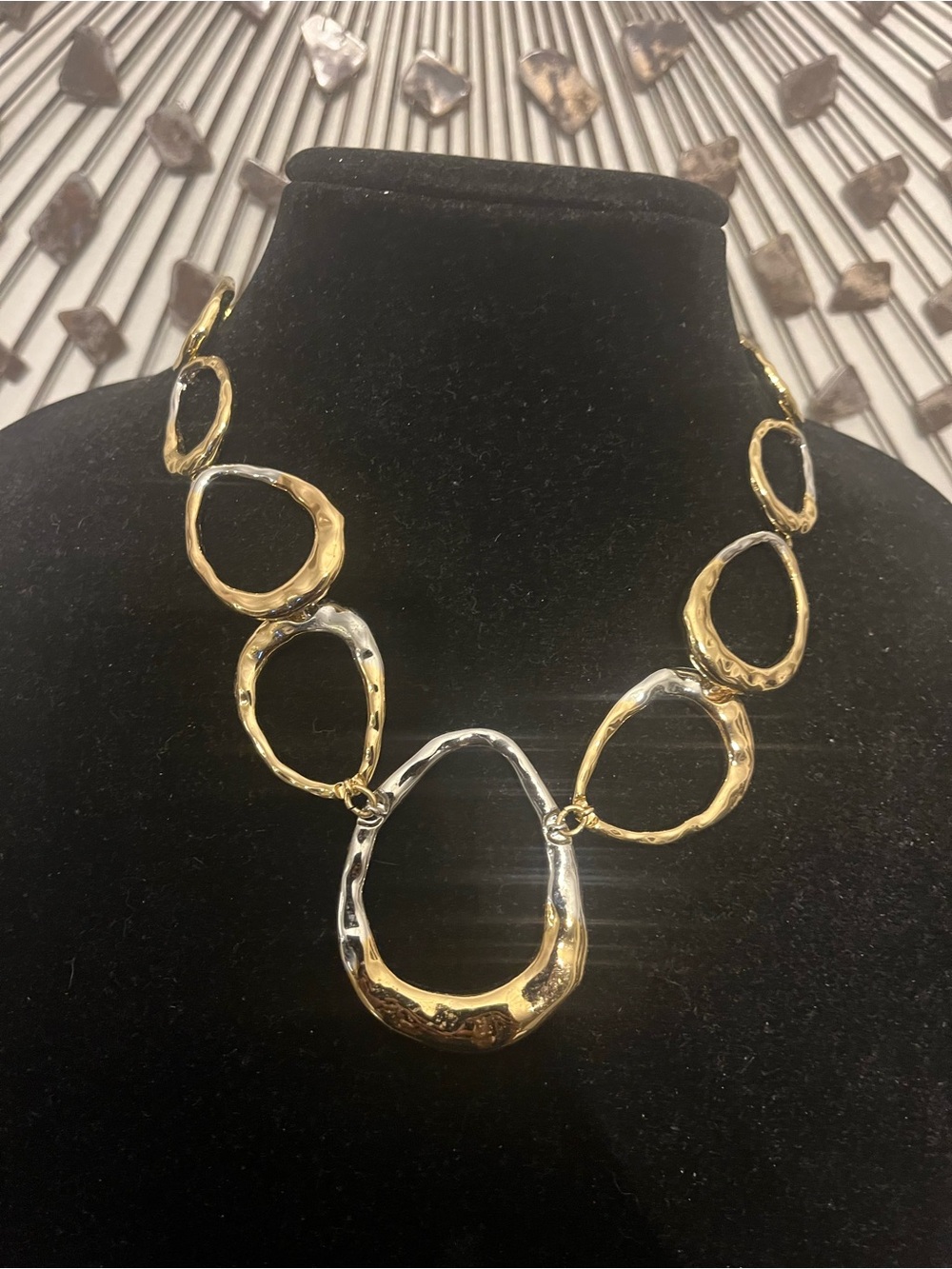 Chico’s Gold and Silver Open-Link Statement Necklace - Women Jewelry